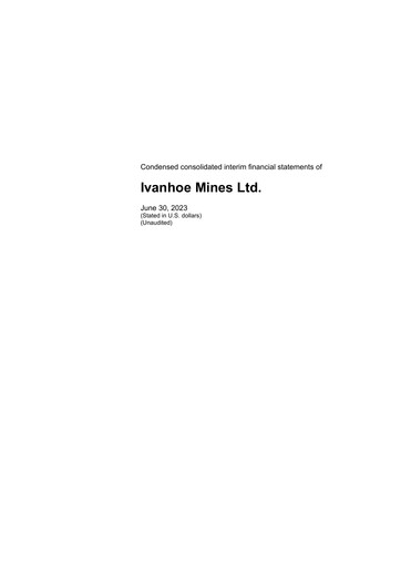 Thumbnail Ivanhoe Mines
 Financial Statement 2023-q2
