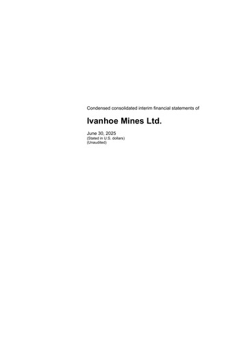 Thumbnail Ivanhoe Mines
 Financial Statement 2025-q2