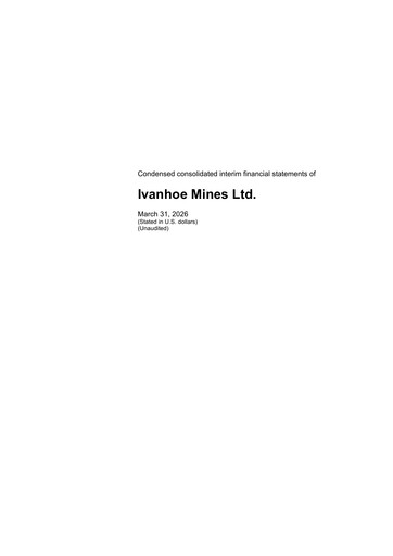 Thumbnail Ivanhoe Mines
 Financial Statement 2026-q1