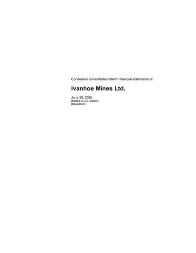 Thumbnail Ivanhoe Mines
 Financial Statement 2026-q2