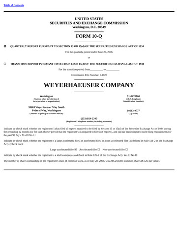 Thumbnail Weyerhaeuser
 Quarterly Report 2006-q2