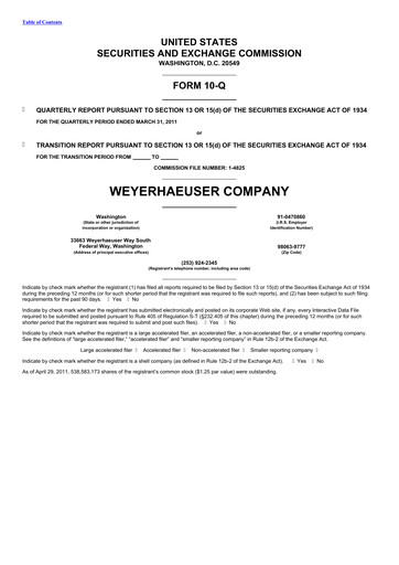 Thumbnail Weyerhaeuser
 Quarterly Report 2011-q1