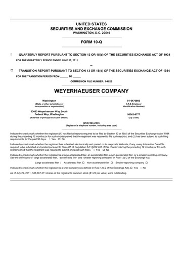 Thumbnail Weyerhaeuser
 Quarterly Report 2011-q2