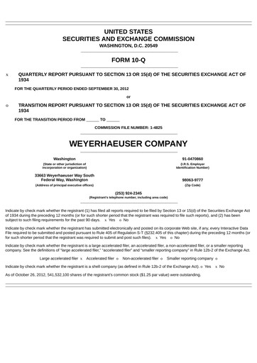 Thumbnail Weyerhaeuser
 Quarterly Report 2012-q3