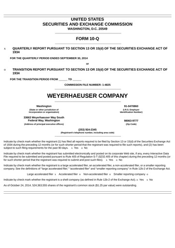 Thumbnail Weyerhaeuser
 Quarterly Report 2014-q3