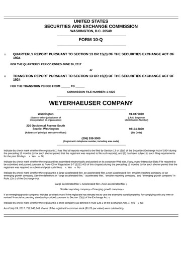 Thumbnail Weyerhaeuser
 Quarterly Report 2017-q2