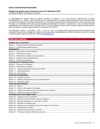 Thumbnail Intact Financial Financial Report 2015