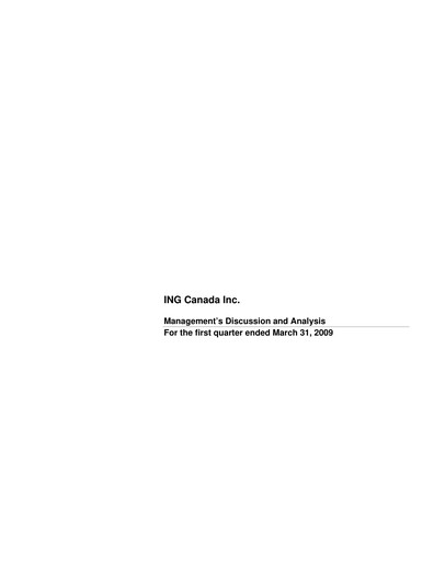 Thumbnail Intact Financial Quarterly Report 2009-q1