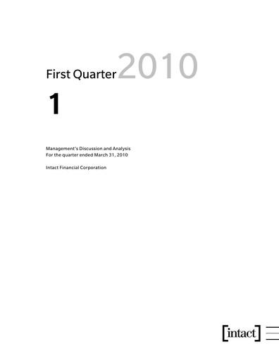 Thumbnail Intact Financial Quarterly Report 2010-q1