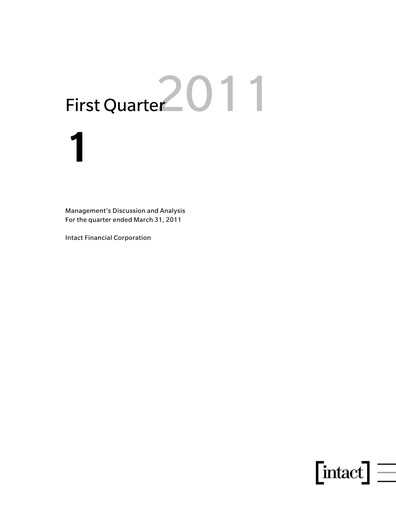 Thumbnail Intact Financial Quarterly Report 2011-q1