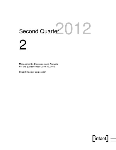 Thumbnail Intact Financial Quarterly Report 2012-q2