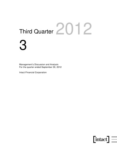 Thumbnail Intact Financial Quarterly Report 2012-q3