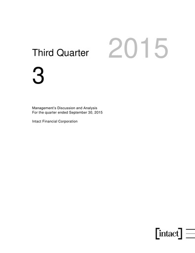 Thumbnail Intact Financial Quarterly Report 2015-q3