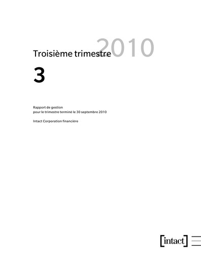 Thumbnail Intact Financial Quarterly Report 2010-q3