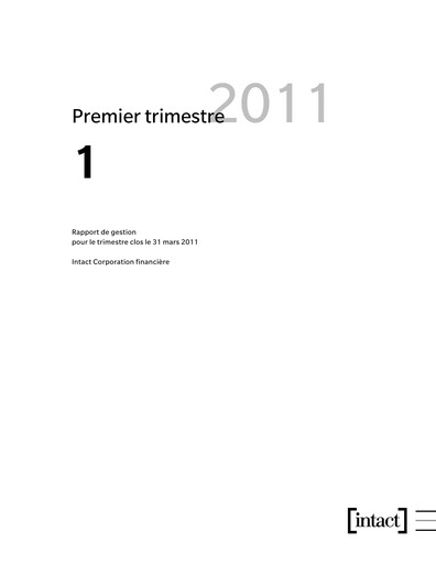 Thumbnail Intact Financial Quarterly Report 2011-q1