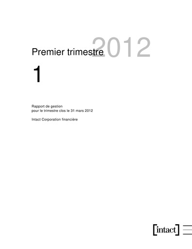 Thumbnail Intact Financial Quarterly Report 2012-q1