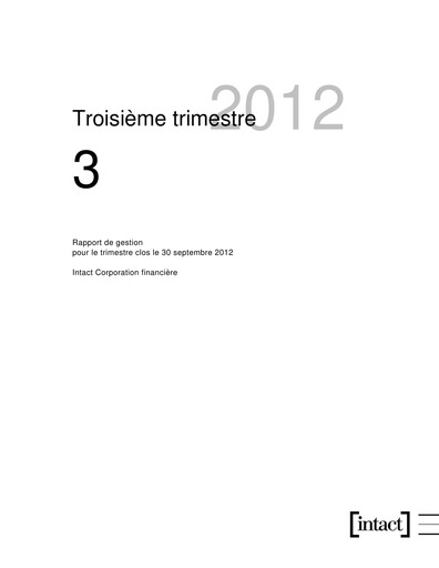 Thumbnail Intact Financial Quarterly Report 2012-q3