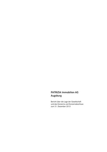 Thumbnail Patrizia Immobilien Financial Statement 2013