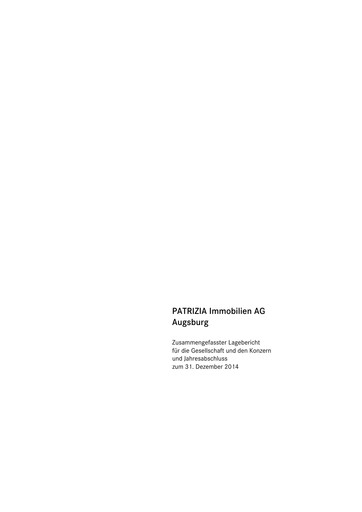 Thumbnail Patrizia Immobilien Financial Statement 2014