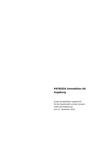 Thumbnail Patrizia Immobilien Financial Statement 2016