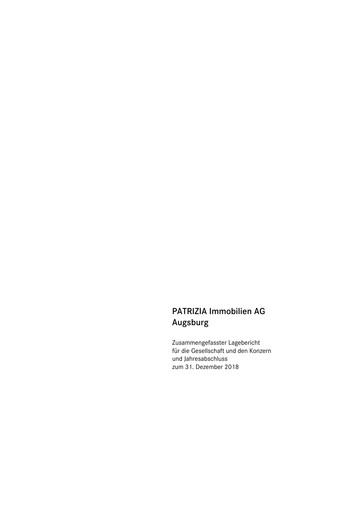 Thumbnail Patrizia Immobilien Financial Statement 2018