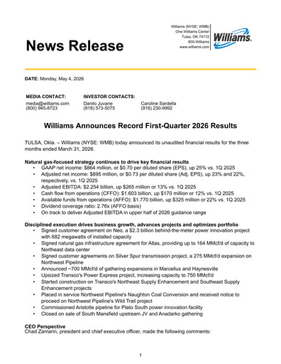 Thumbnail Williams Companies
 Quarterly Report 2026-q1