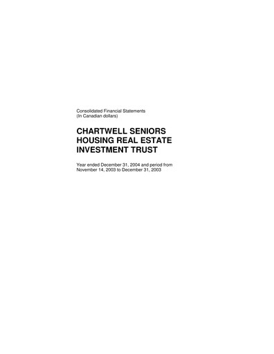 Thumbnail Chartwell Retirement Residences Financial Statement 2004