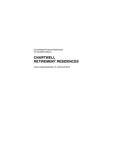 Thumbnail Chartwell Retirement Residences Financial Statement 2016