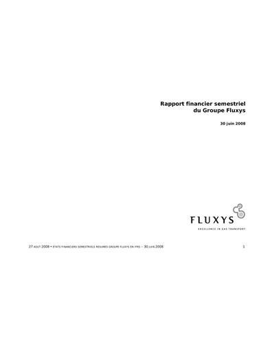 Thumbnail Fluxys Belgium Half-year Report 2008-h1