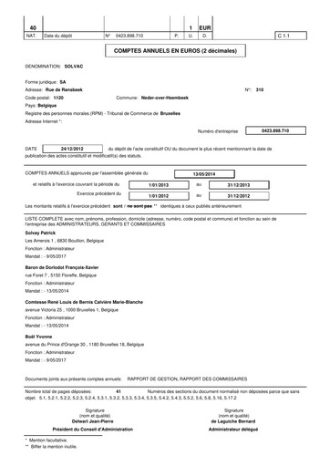 Thumbnail Solvac Financial Report 2013