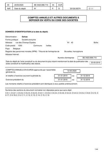 Thumbnail Solvac Financial Report 2019