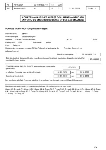 Thumbnail Solvac Financial Report 2020