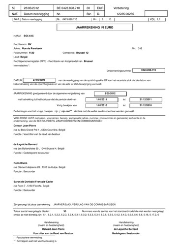 Thumbnail Solvac Financial Statement 2011