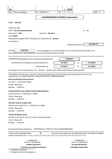 Thumbnail Solvac Financial Statement 2014