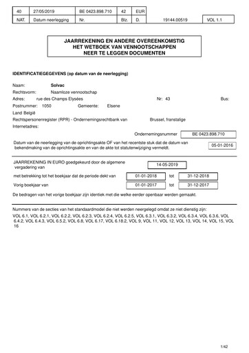 Thumbnail Solvac Financial Statement 2018