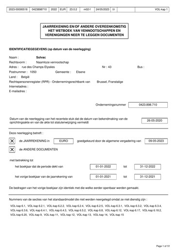 Thumbnail Solvac Financial Statement 2022