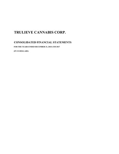 Thumbnail Trulieve Cannabis Financial Statement 2018