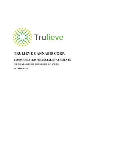 Thumbnail Trulieve Cannabis Financial Statement 2019