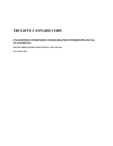 Thumbnail Trulieve Cannabis Quarterly Report 2019-q1