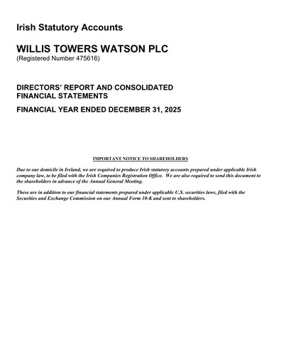 Thumbnail Willis Towers Watson  Financial Statement 2025