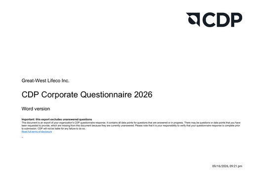 Miniature Great-West Lifeco
 Rapport ESG 2025