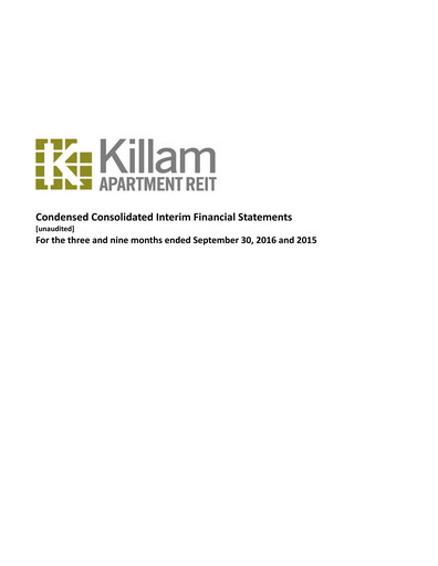 Thumbnail Killam Apartment REIT Financial Statement 2016-q3