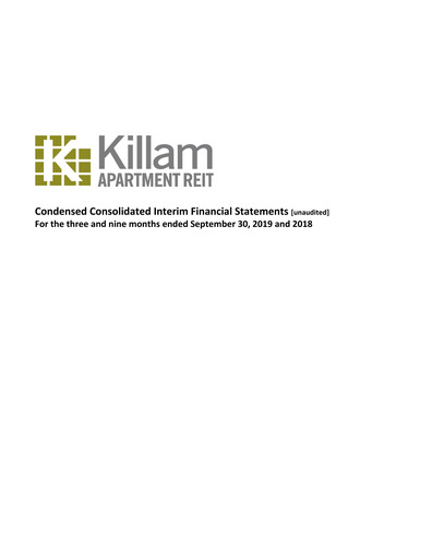 Thumbnail Killam Apartment REIT Financial Statement 2019-q3