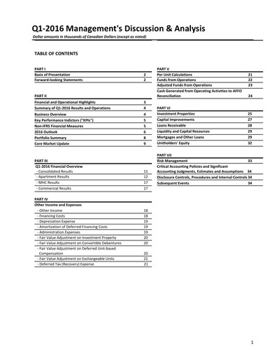 Thumbnail Killam Apartment REIT Quarterly Report 2016-q1