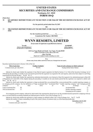 Thumbnail Wynn Resorts
 Quarterly Report 2025-q2
