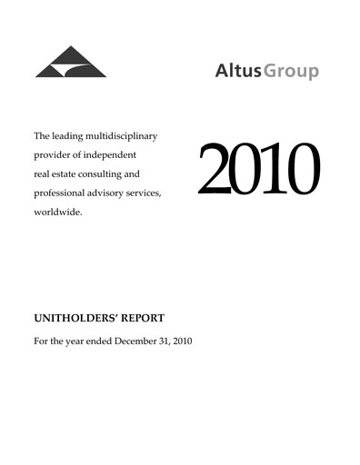 Thumbnail Altus Group Annual Report 2010