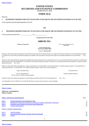 Thumbnail AbbVie Quarterly Report 2014-q3