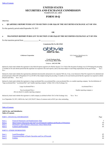 Thumbnail AbbVie Quarterly Report 2015-q3