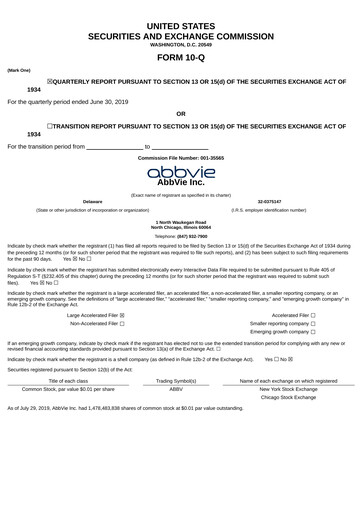 Thumbnail AbbVie Quarterly Report 2019-q2