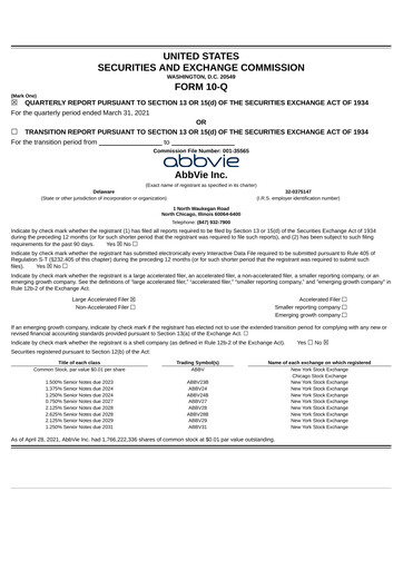 Thumbnail AbbVie Quarterly Report 2021-q1